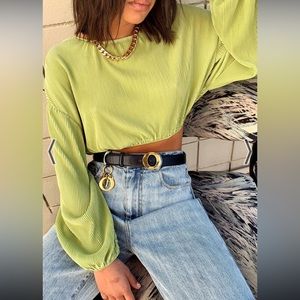 12th Tribe| Kiwi Pleated Top